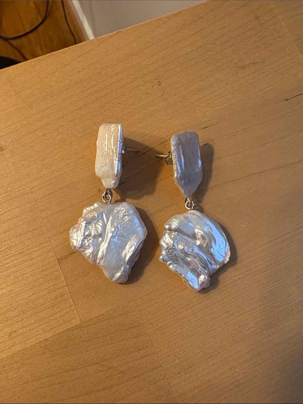 Lustrous White Baroque Drop Earrings - Pearl-Look Dangle